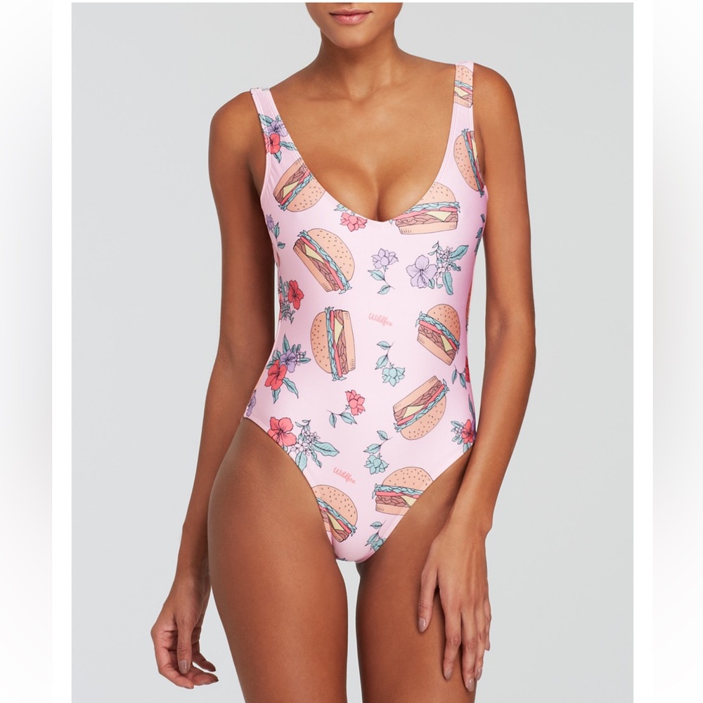 Wildfox Hamburgers One Piece Swimsuit